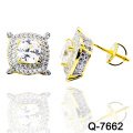 Nuevo diseño 925 Silver Fashion Jewellery Micro Pave Ear Studs (Q-7662)